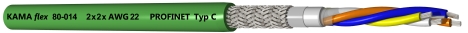 KAMAflex 80-014 2x2xAWG22 UL 300V 80°C CAT5e cost optimized shielded PUR chain cable PROFINET Type C